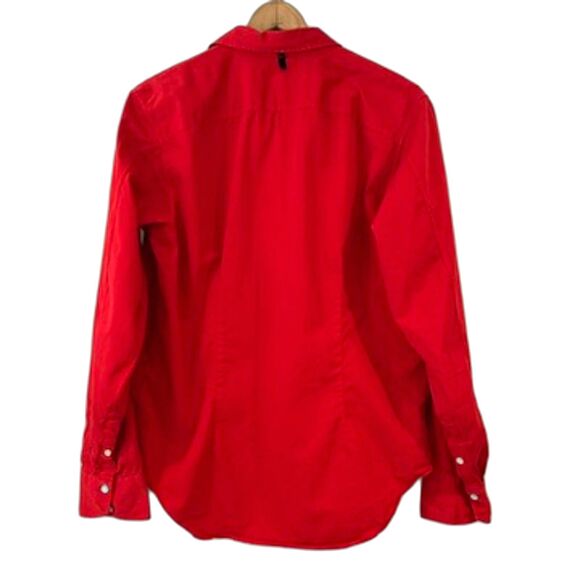 Rag & Bone Arrow Red Button Front Garment Dyed Shirt Men's Large Cotton Blend - Picture 3 of 9